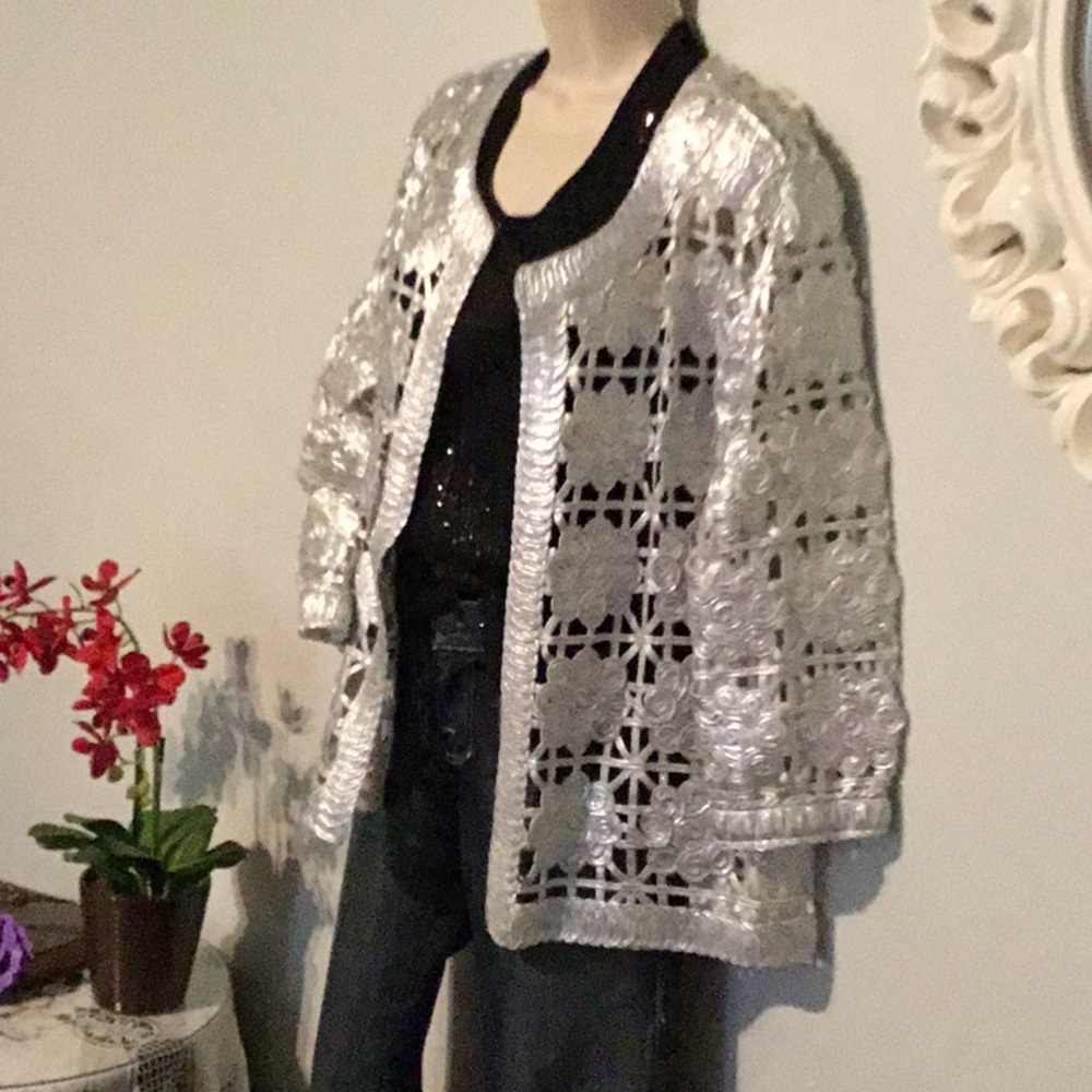 Chico’s Silver Lam Evening Jacket - image 2